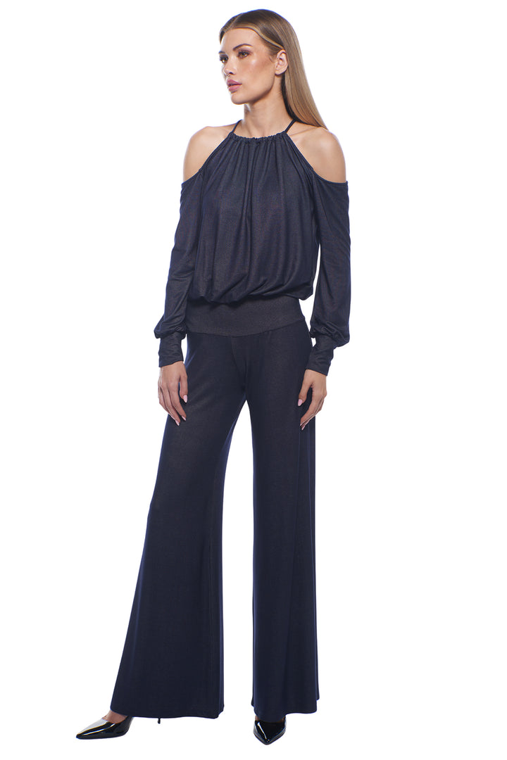 Didi Cold-Shoulder Wide Leg Sexy Jumpsuit