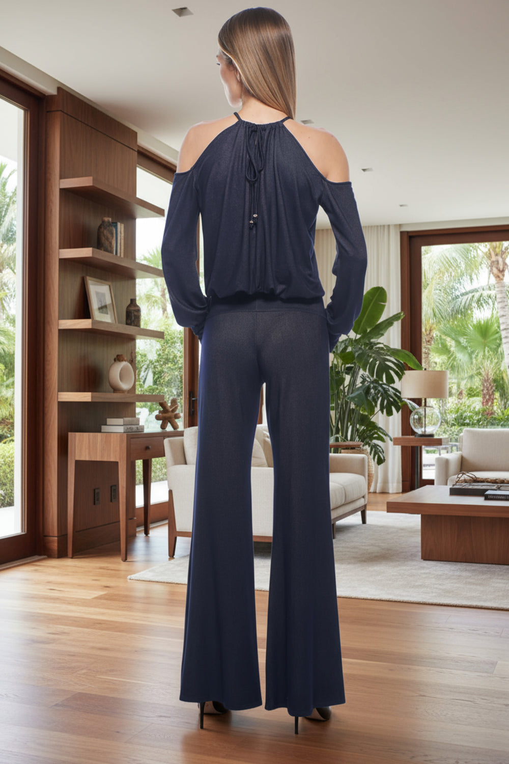 Didi Cold-Shoulder Wide Leg Sexy Jumpsuit - Julian Chang