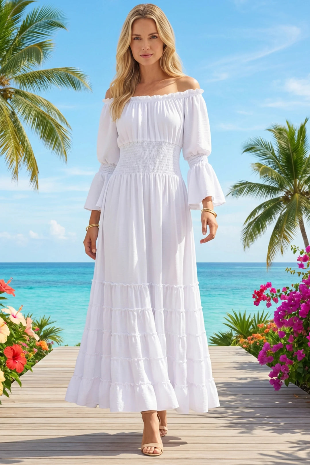Vix Off The Shoulder Maxi Dress White / XL Vix Off The Shoulder Maxi Dress White / XL
