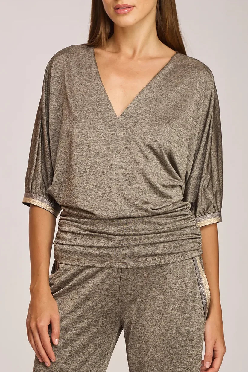 Alo V Neck Top styled as an elevated everyday outfit.