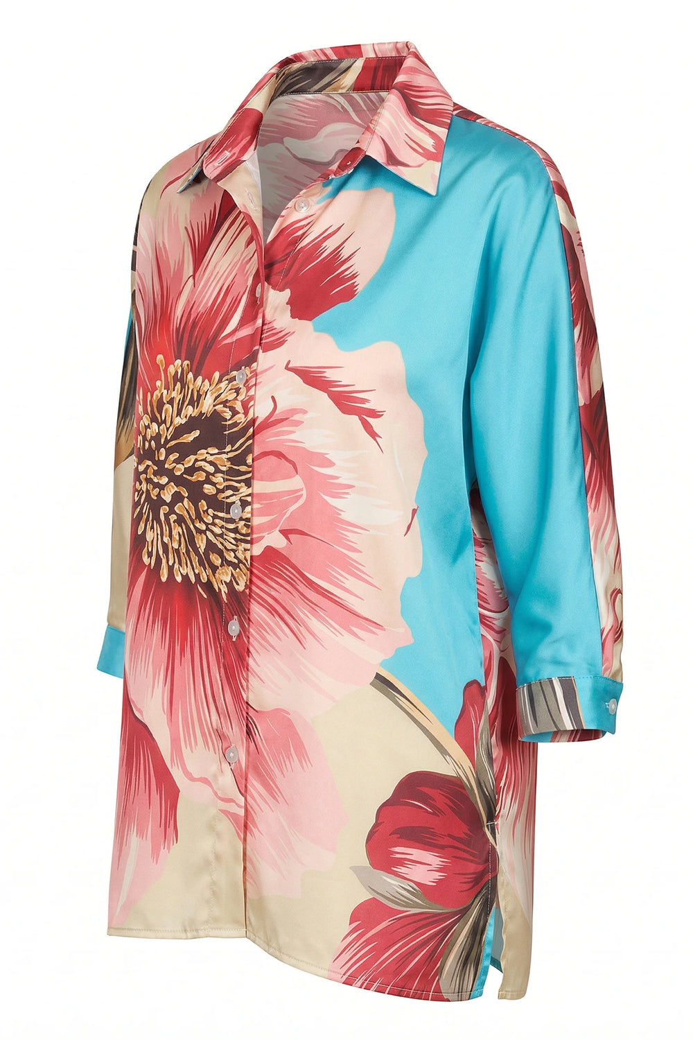 Pepa Shirt Capri Print relaxed tunic drape side profile.