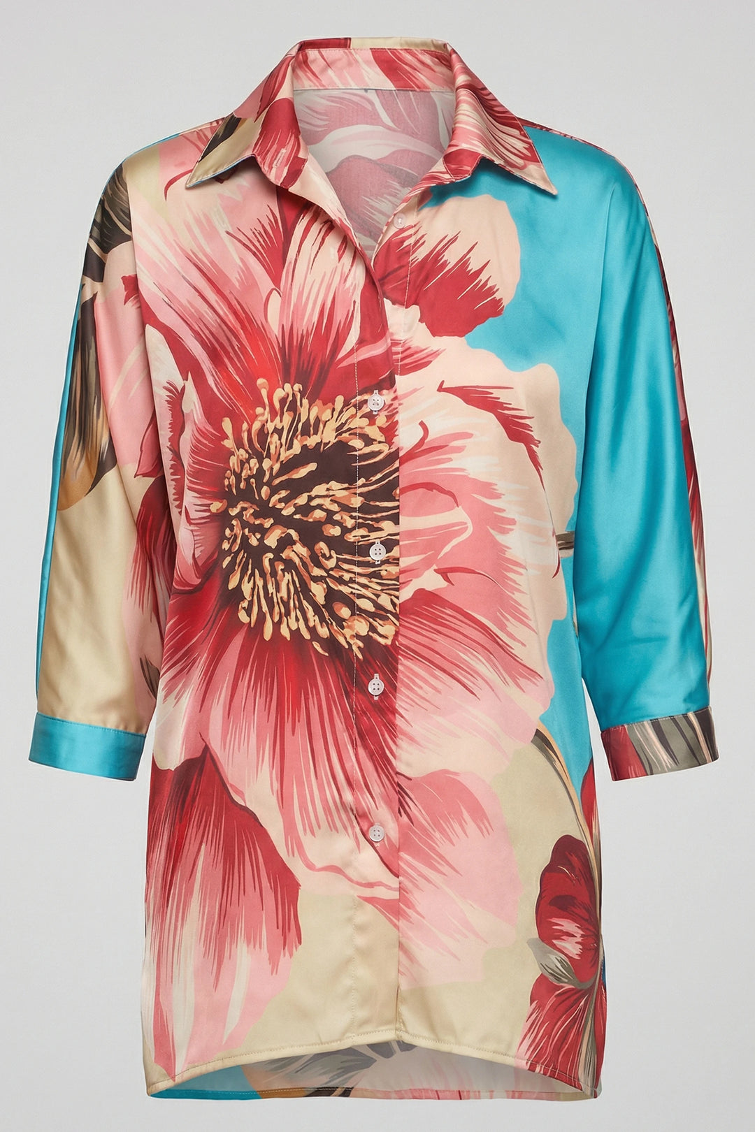 Pepa Shirt Capri Print relaxed tunic drape front profile.