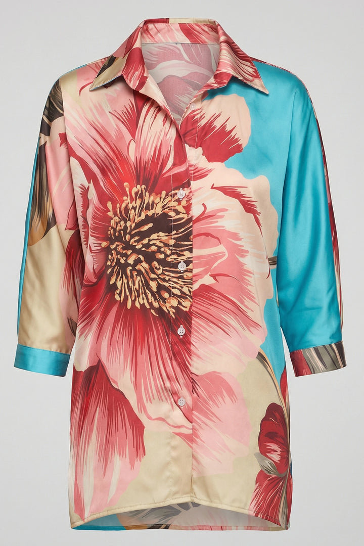 Pepa Shirt Capri Print relaxed tunic drape front profile.