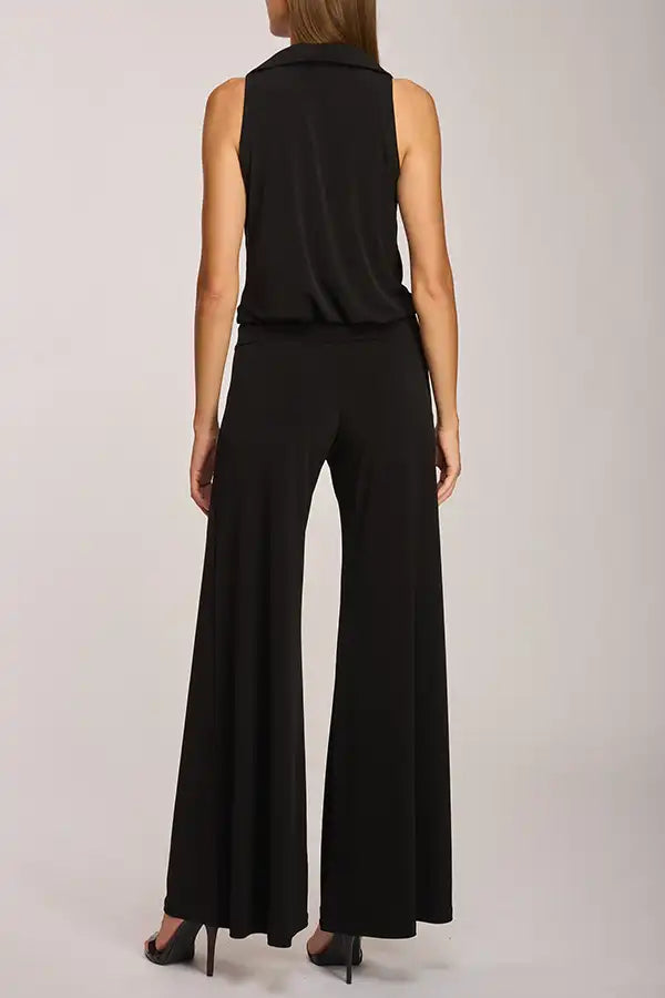 Jill Jumpsuit wide-leg black tailored silhouette back view.