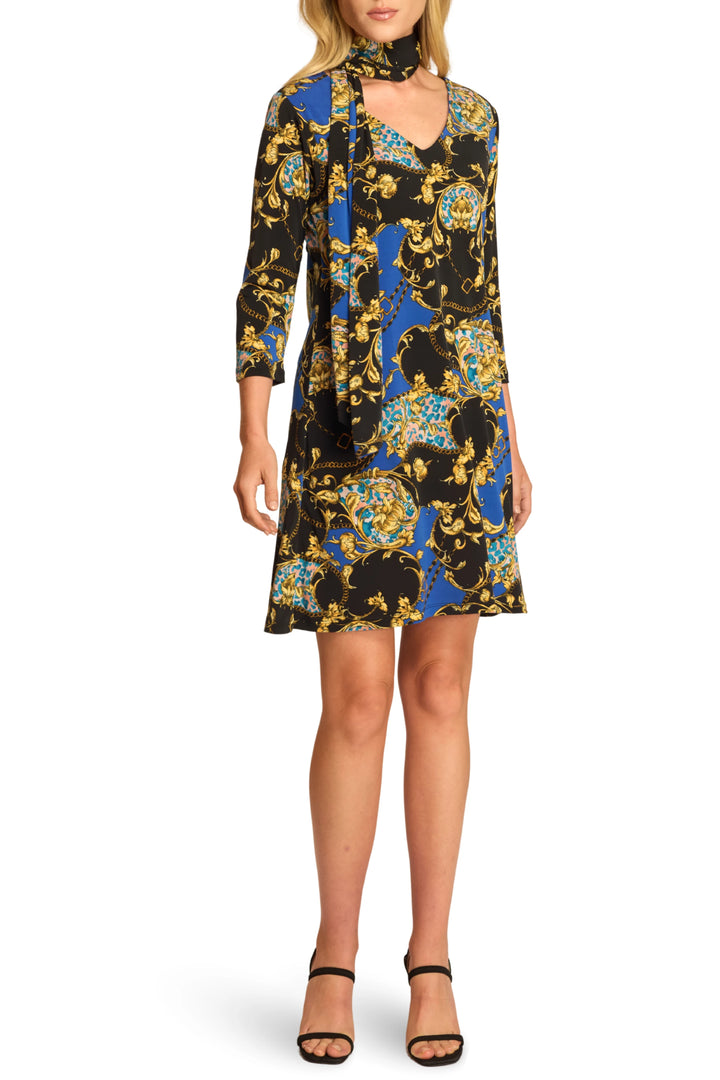 Lars Scarf-Tie Print Swing Tunic Dress