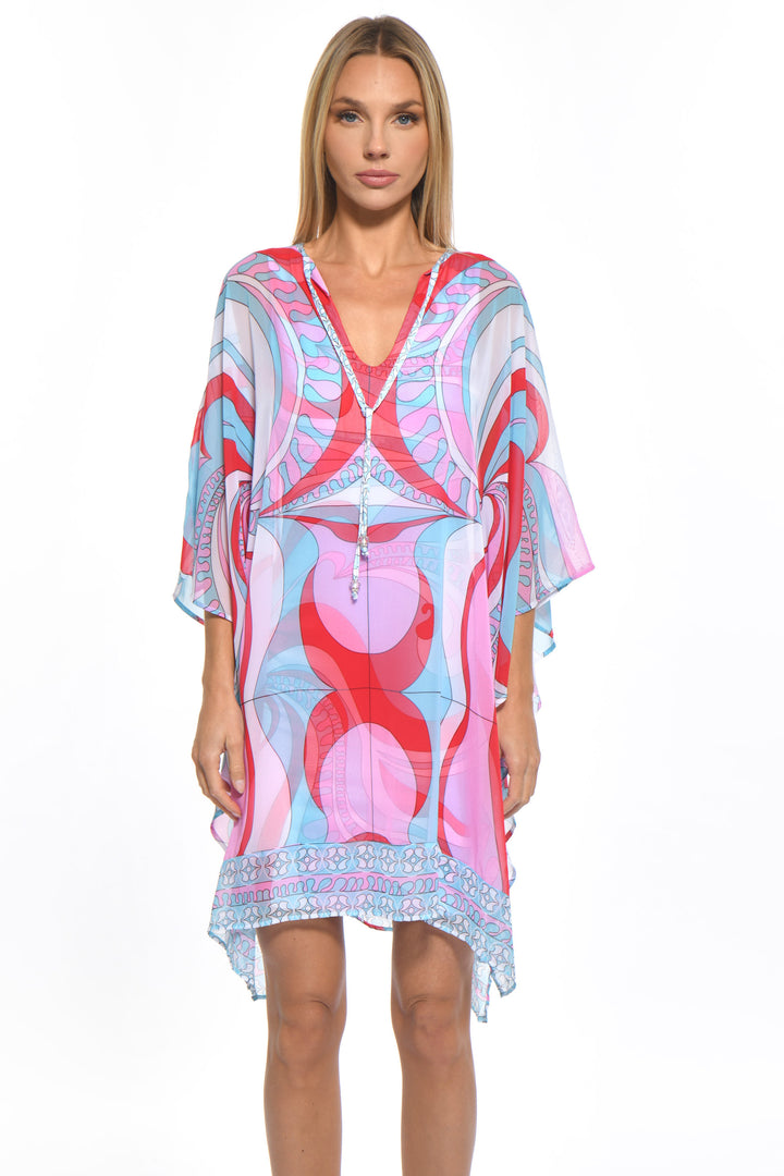 Valentino Chiffon V Neck Caftan Dress
