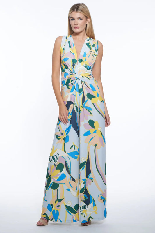 Amber Sleeveless Floral Wide Leg Jumpsuit