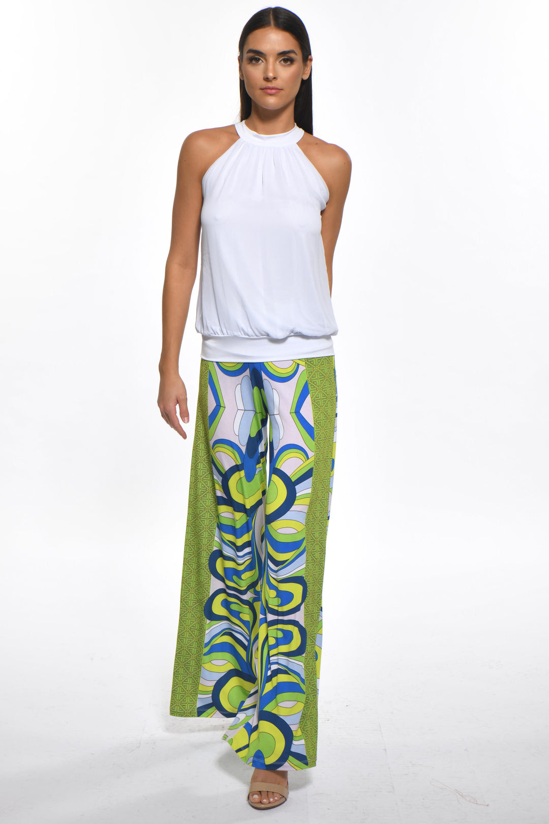 Wide-leg movement of Power Green Pant in motion