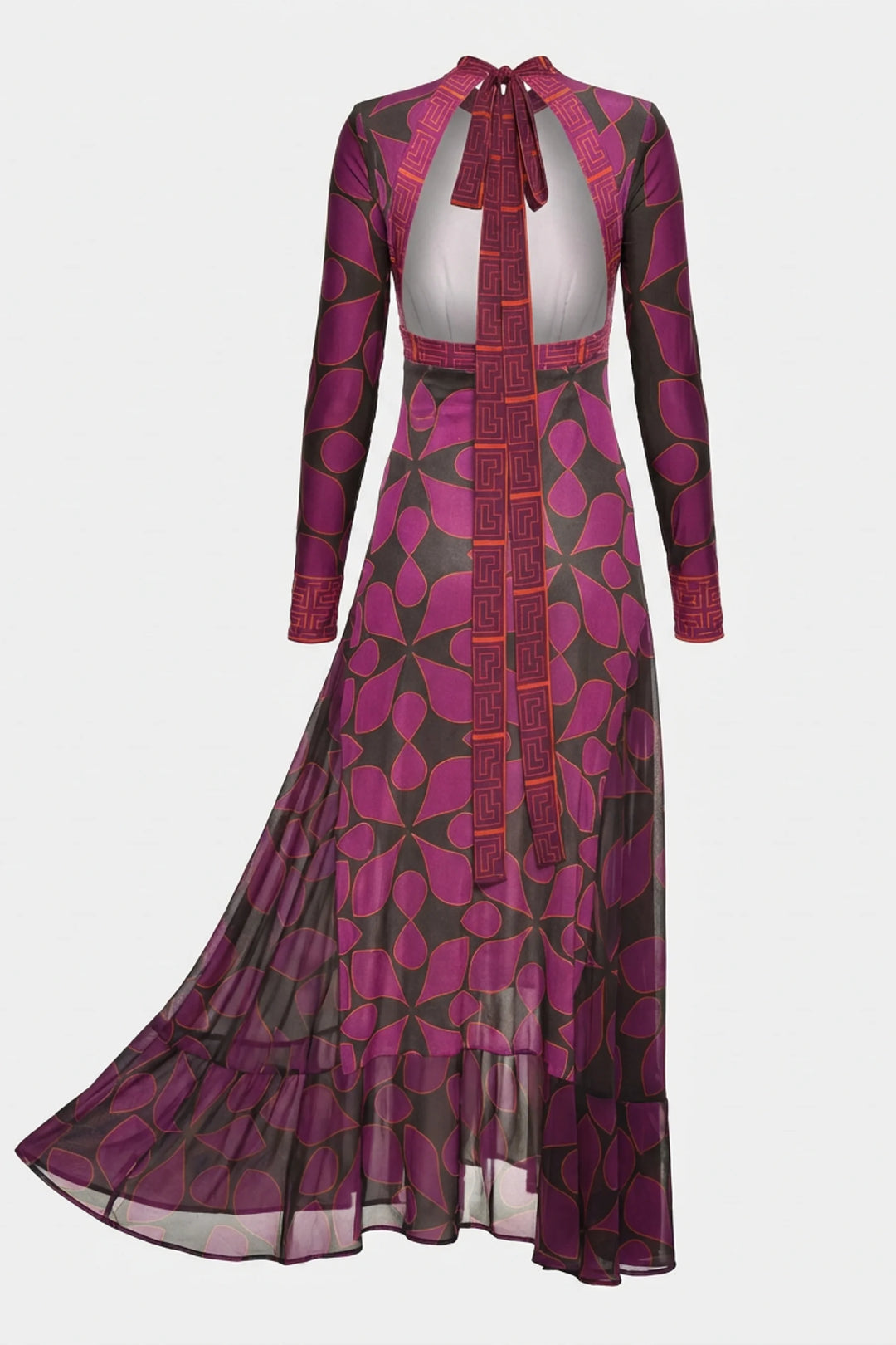 Liverpool Open Back Layered Mesh Maxi Dress