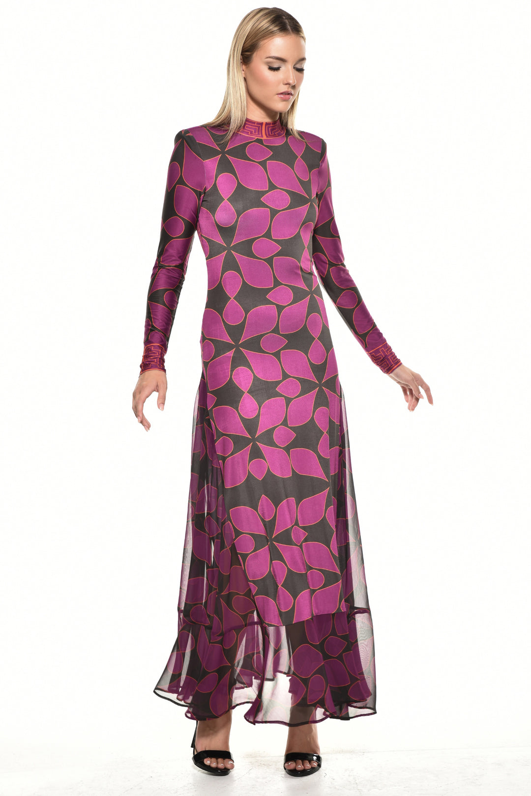 Luna Open-Back Layered Mesh Maxi Dress
