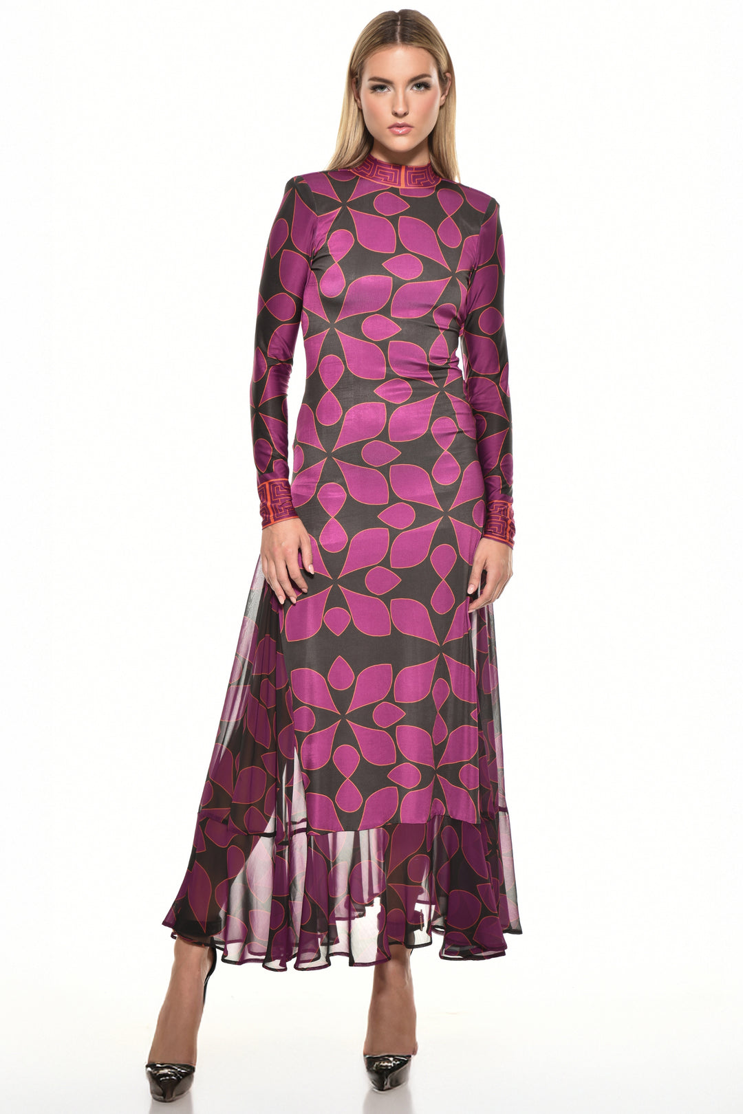 Luna Open-Back Layered Mesh Maxi Dress