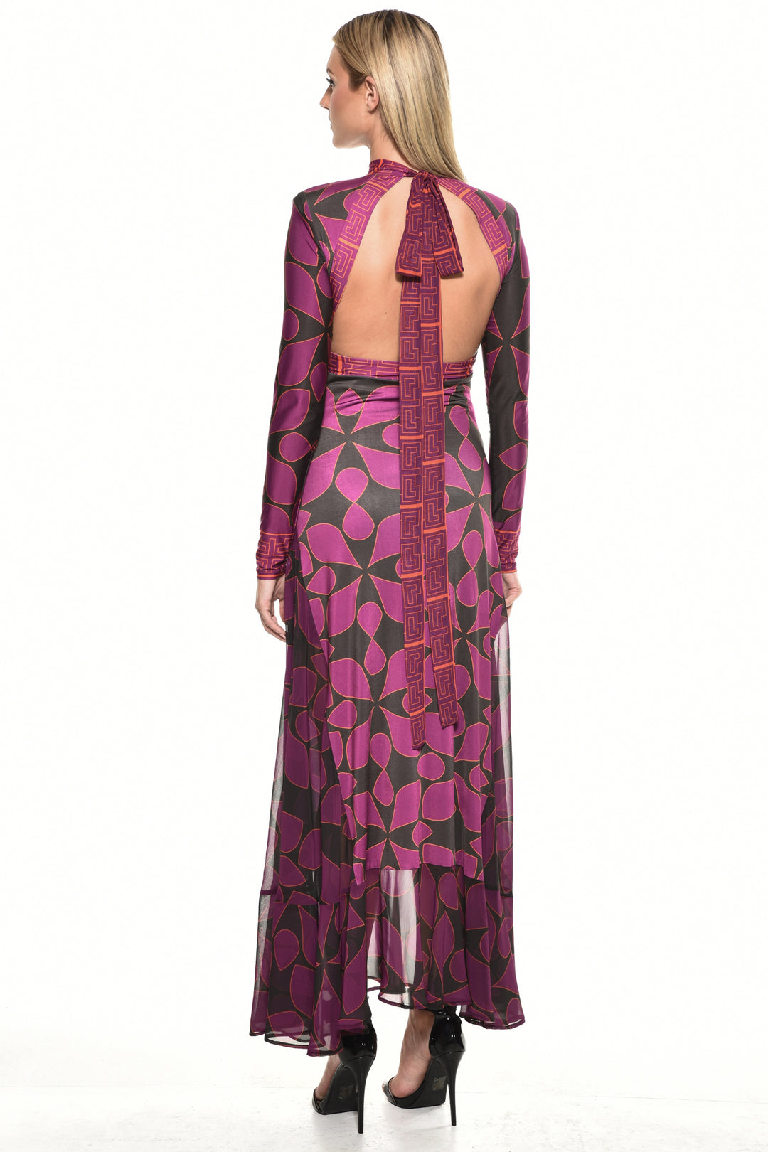 Luna Open-Back Layered Mesh Maxi Dress