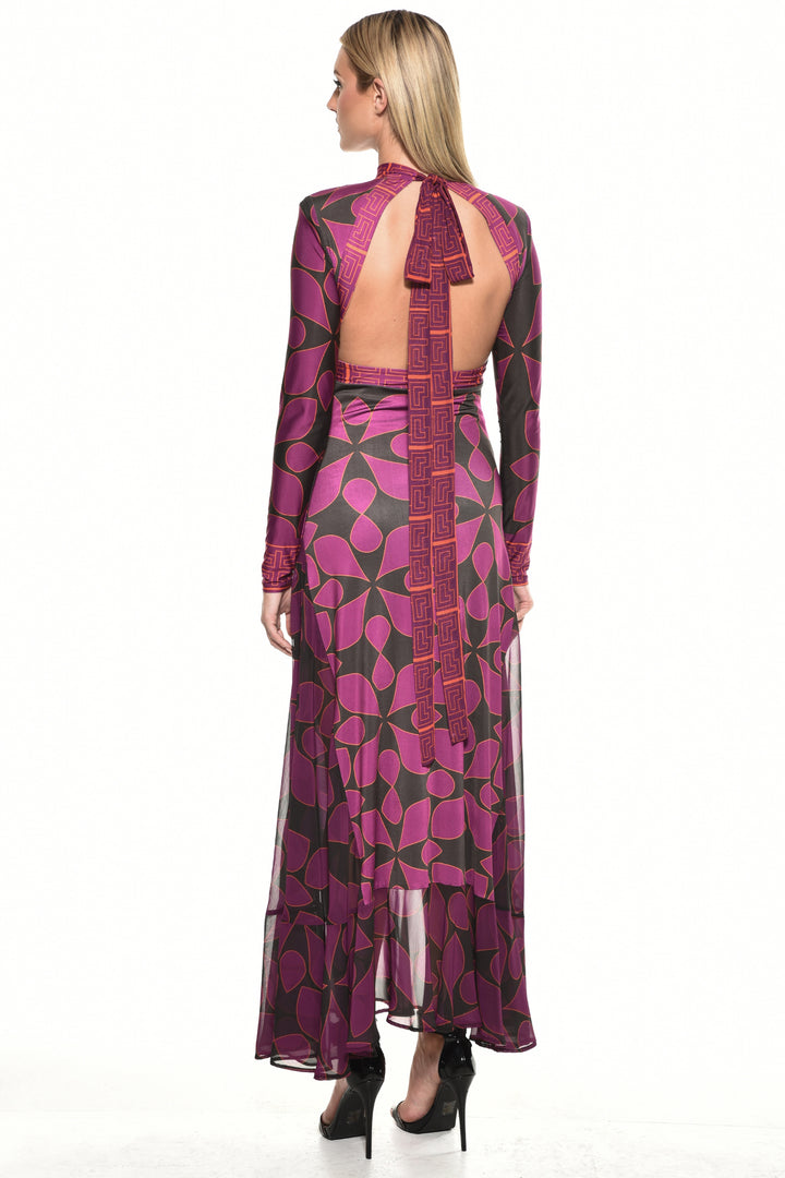 Luna Open-Back Layered Mesh Maxi Dress