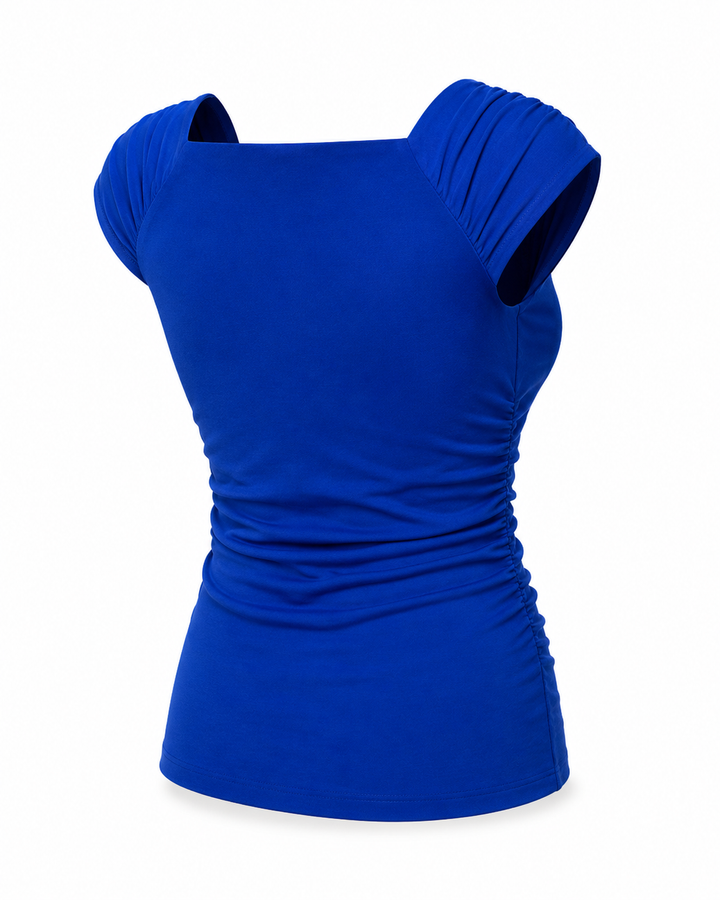 Maria Ruched Square-Neck Top