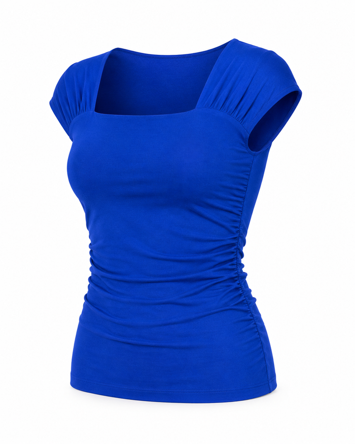 Maria Ruched Square-Neck Top