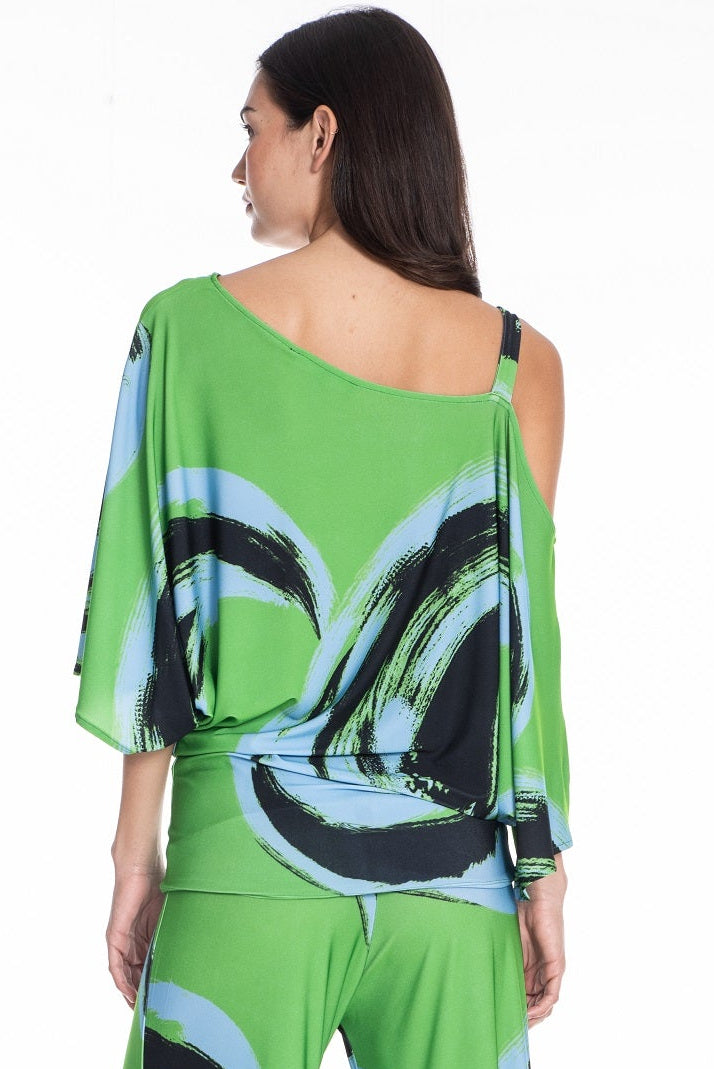 Carmin One Shoulder Abstract Luxe Top