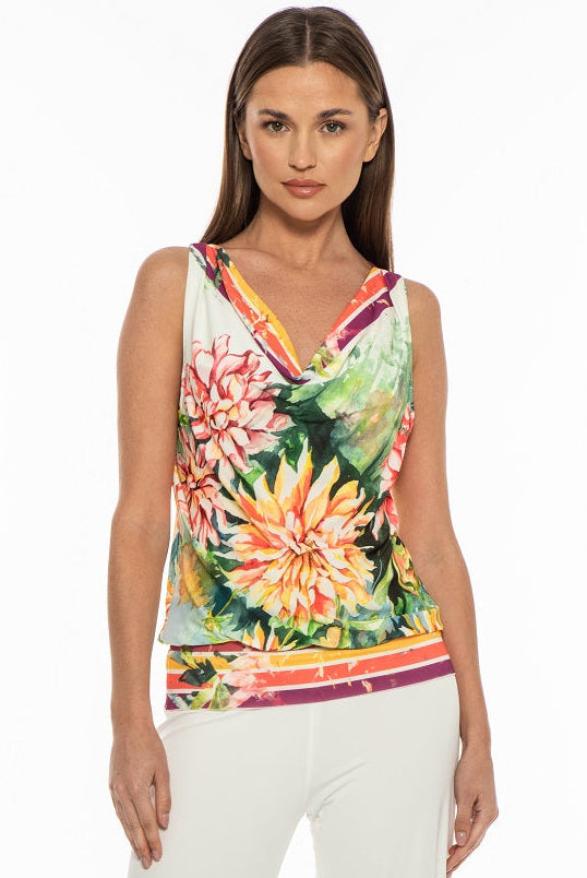 Elsi Draped Cowl Neck Floral Print Top