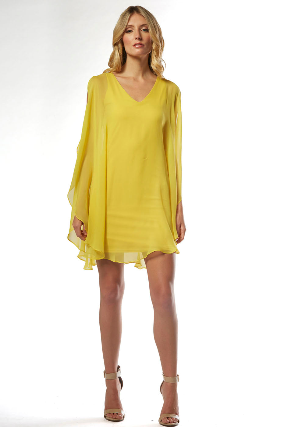 Avatar Draped Chiffon Shift Mini Dress